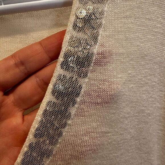 M.O.L Knits Cream with sequins V-Neck Women’s Tunic Top - Picture 9 of 12